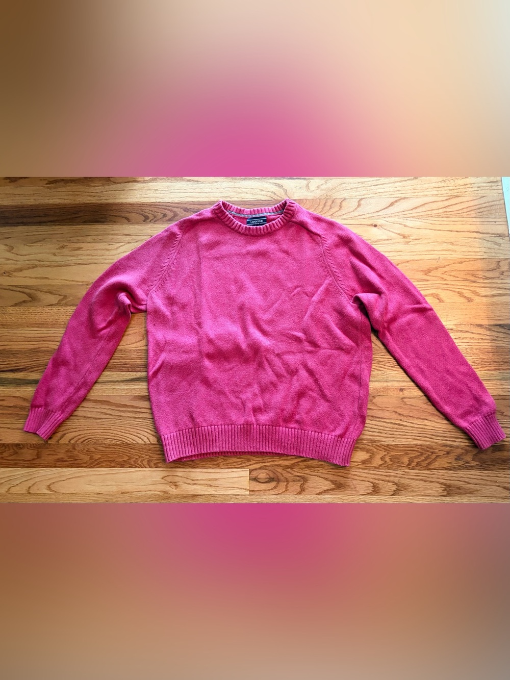 Lands' End Men's Crewneck Sweater in Raspberry Pink